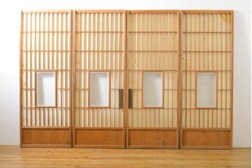 アンティーク建具　凛とした佇まいが気品溢れる障子戸4枚セット(引き戸、建具)(R-063009)