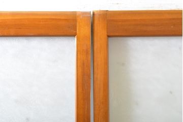 アンティーク建具　どんなお部屋にも合わせやすいシンプルなガラス戸2枚セット(引き戸、建具)(R-063010)