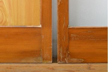 アンティーク建具　どんなお部屋にも合わせやすいシンプルなガラス戸2枚セット(引き戸、建具)(R-063010)