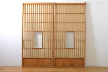 アンティーク建具　凛とした佇まいが気品溢れる障子戸2枚セット(引き戸、建具)(R-063011)