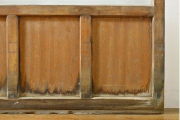 アンティーク建具　経年を感じる風合いが魅力のモールガラス入りガラス戸2枚セット(引き戸、建具)(R-063013)