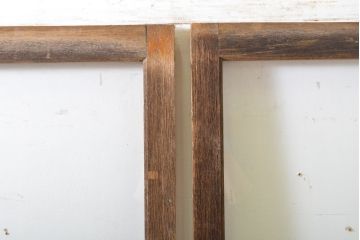 アンティーク建具　経年を感じる風合いが魅力のモールガラス入りガラス戸2枚セット(引き戸、建具)(R-063013)