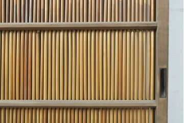 アンティーク建具　涼しげな和の空間を演出する御簾戸2枚セット(簾戸、簀戸、葭戸、夏障子、夏戸、引き戸、建具)(R-063014)
