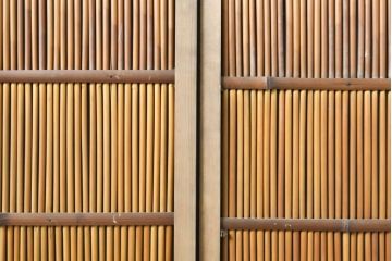 アンティーク建具　涼しげな和の空間を演出する御簾戸2枚セット(簾戸、簀戸、葭戸、夏障子、夏戸、引き戸、建具)(R-063014)