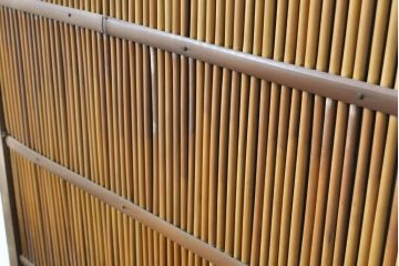 アンティーク建具　涼しげな和の空間を演出する御簾戸2枚セット(簾戸、簀戸、葭戸、夏障子、夏戸、引き戸、建具)(R-063014)