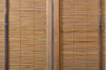 アンティーク建具　涼しげな和の空間づくりにおすすめ御簾戸2枚セット(簾戸、簀戸、葭戸、夏障子、夏戸、引き戸、建具)(R-063015)