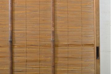 アンティーク建具　涼しげな和の空間づくりにおすすめ御簾戸2枚セット(簾戸、簀戸、葭戸、夏障子、夏戸、引き戸、建具)(R-063015)