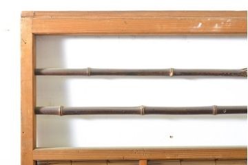 アンティーク建具　涼しげな和の空間づくりにおすすめ御簾戸2枚セット(簾戸、簀戸、葭戸、夏障子、夏戸、引き戸、建具)(R-063015)