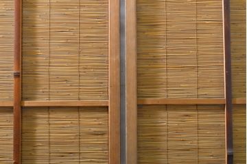 アンティーク建具　涼しげな和の空間づくりにおすすめ御簾戸2枚セット(簾戸、簀戸、葭戸、夏障子、夏戸、引き戸、建具)(R-063015)