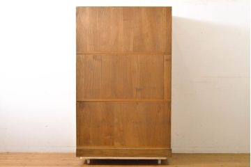 和製アンティーク　高級品　上手物　総桐　黒柿孔雀(くじゃく)杢縁　美しい杢目が目を惹く三段重ねの時代箪笥(和箪笥、衣装タンス、桐たんす、着物箪笥、引き出し)(R-063017)