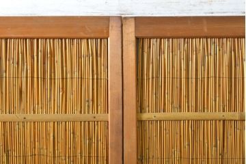 アンティーク建具　涼しげな和の空間づくりにおすすめ御簾戸4枚セット(簾戸、簀戸、葭戸、夏障子、夏戸、引き戸、建具)(R-063018)