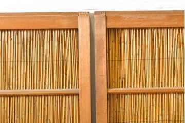 アンティーク建具　涼しげな和の空間づくりにおすすめ御簾戸4枚セット(簾戸、簀戸、葭戸、夏障子、夏戸、引き戸、建具)(R-063018)