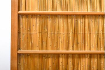 アンティーク建具　涼しげな和の空間づくりにおすすめ御簾戸4枚セット(簾戸、簀戸、葭戸、夏障子、夏戸、引き戸、建具)(R-063018)