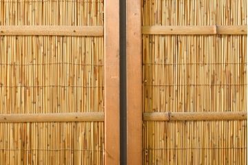 アンティーク建具　涼しげな和の空間づくりにおすすめ御簾戸2枚セット(簾戸、簀戸、葭戸、夏障子、夏戸、引き戸、建具)(R-063019)