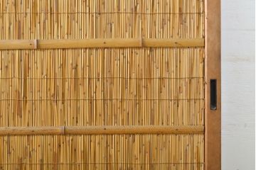 アンティーク建具　涼しげな和の空間づくりにおすすめ御簾戸2枚セット(簾戸、簀戸、葭戸、夏障子、夏戸、引き戸、建具)(R-063019)