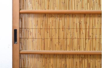 アンティーク建具　涼しげな和の空間づくりにおすすめ御簾戸2枚セット(簾戸、簀戸、葭戸、夏障子、夏戸、引き戸、建具)(R-063019)