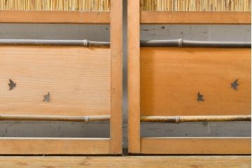 アンティーク建具　涼しげな和の空間づくりにおすすめ御簾戸2枚セット(簾戸、簀戸、葭戸、夏障子、夏戸、引き戸、建具)(R-063019)
