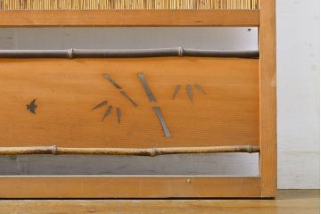 アンティーク建具　涼しげな和の空間づくりにおすすめ御簾戸2枚セット(簾戸、簀戸、葭戸、夏障子、夏戸、引き戸、建具)(R-063019)