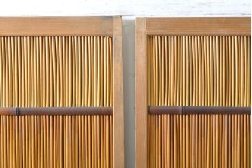 アンティーク建具　涼しげな和の空間づくりにおすすめ御簾戸2枚セット(簾戸、簀戸、葭戸、夏障子、夏戸、引き戸、建具)(R-063020)