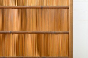 アンティーク建具　涼しげな和の空間づくりにおすすめ御簾戸2枚セット(簾戸、簀戸、葭戸、夏障子、夏戸、引き戸、建具)(R-063020)