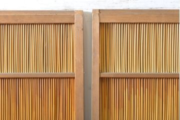 アンティーク建具　涼しげな和の空間づくりにおすすめ御簾戸2枚セット(簾戸、簀戸、葭戸、夏障子、夏戸、引き戸、建具)(R-063020)