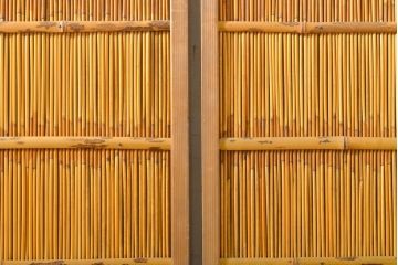 アンティーク建具　涼しげな和の空間づくりにおすすめ御簾戸2枚セット(簾戸、簀戸、葭戸、夏障子、夏戸、引き戸、建具)(R-063021)