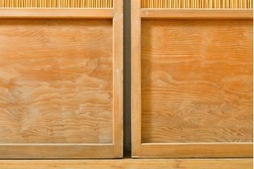 アンティーク建具　涼しげな和の空間づくりにおすすめ御簾戸2枚セット(簾戸、簀戸、葭戸、夏障子、夏戸、引き戸、建具)(R-063021)