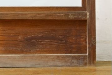 アンティーク建具　ガラス入り　腰板欅(ケヤキ)材　落ち着きのある和を演出する障子戸2枚セット(引き戸、ガラス帯戸、建具)(R-063022)