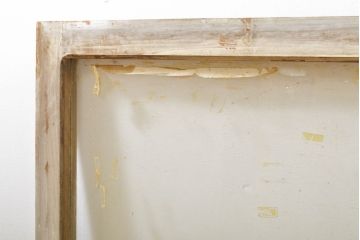 アンティーク建具　シンプルなデザインで使いやすい小窓付きガラス欄間1枚(明かり取り、明り取り、窓、建具)(R-063023)