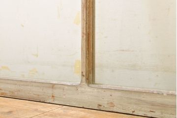 アンティーク建具　シンプルなデザインで使いやすい小窓付きガラス欄間1枚(明かり取り、明り取り、窓、建具)(R-063023)