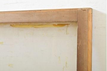 アンティーク建具　シンプルなデザインで使いやすい小窓付きガラス欄間1枚(明かり取り、明り取り、窓、建具)(R-063023)