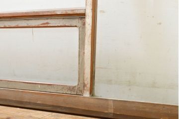 アンティーク建具　シンプルなデザインで使いやすい小窓付きガラス欄間1枚(明かり取り、明り取り、窓、建具)(R-063023)
