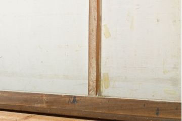 アンティーク建具　シンプルなデザインで使いやすい小窓付きガラス欄間1枚(明かり取り、明り取り、窓、建具)(R-063023)