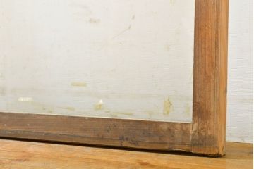 アンティーク建具　シンプルなデザインで使いやすい小窓付きガラス欄間1枚(明かり取り、明り取り、窓、建具)(R-063023)