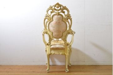 中古　イタリアブランド家具　SILIK(シリック)　細部まで凝った造りが美しいアームチェア(サロンチェア、椅子、イス)(定価約60万円)(R-063025)