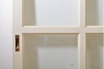 レトロ建具　昭和レトロ　ペイント仕上げ限定　ホワイトペイントが爽やかなガラス戸3枚セット(引き戸、建具)(R-063027)