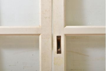 レトロ建具　昭和レトロ　ペイント仕上げ限定　ホワイトペイントが爽やかなガラス戸3枚セット(引き戸、建具)(R-063027)