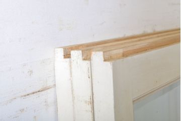 レトロ建具　昭和レトロ　ペイント仕上げ限定　ホワイトペイントが爽やかなガラス戸3枚セット(引き戸、建具)(R-063027)
