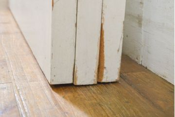 レトロ建具　昭和レトロ　ペイント仕上げ限定　ホワイトペイントが爽やかなガラス戸3枚セット(引き戸、建具)(R-063027)
