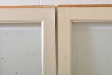 レトロ建具　昭和レトロ　ペイント仕上げ限定　ホワイトペイントが爽やかなガラス戸3枚セット(引き戸、建具)(R-063027)