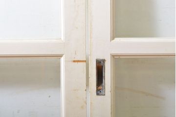 レトロ建具　昭和レトロ　ペイント仕上げ限定　ホワイトペイントが爽やかなガラス戸3枚セット(引き戸、建具)(R-063027)