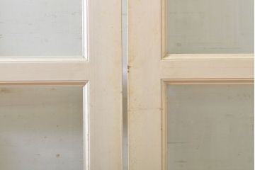 レトロ建具　昭和レトロ　ペイント仕上げ限定　ホワイトペイントが爽やかなガラス戸3枚セット(引き戸、建具)(R-063027)