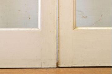 レトロ建具　昭和レトロ　ペイント仕上げ限定　ホワイトペイントが爽やかなガラス戸3枚セット(引き戸、建具)(R-063027)