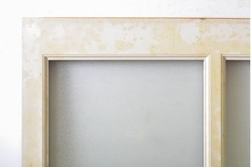 レトロ建具　昭和レトロ　ペイント仕上げ限定　レトロな雰囲気たっぷりなガラス戸2枚セット(引き戸、建具)(R-063028)