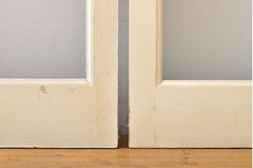 レトロ建具　昭和レトロ　ペイント仕上げ限定　レトロな雰囲気たっぷりなガラス戸2枚セット(引き戸、建具)(R-063028)