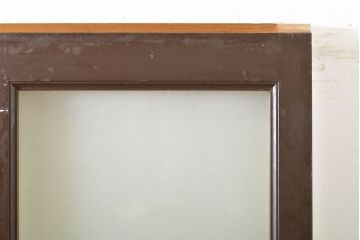 レトロ建具　昭和レトロ　ペイント仕上げ限定　レトロな雰囲気たっぷりなガラス戸2枚セット(引き戸、建具)(R-063028)