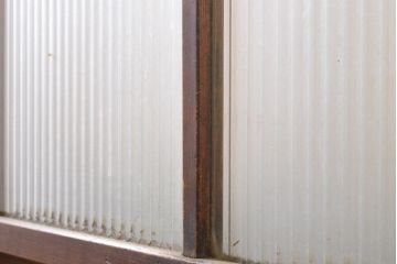 アンティーク建具　和の空間づくりにおすすめなガラス入り障子戸4枚セット(引き戸、ガラス戸、建具)(R-063029)