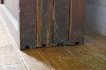 アンティーク建具　和の空間づくりにおすすめなガラス入り障子戸4枚セット(引き戸、ガラス戸、建具)(R-063029)