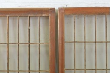 アンティーク建具　和の空間づくりにおすすめなガラス入り障子戸4枚セット(引き戸、ガラス戸、建具)(R-063029)