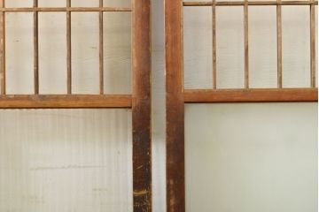 アンティーク建具　和の空間づくりにおすすめなガラス入り障子戸4枚セット(引き戸、ガラス戸、建具)(R-063029)